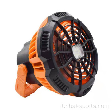 Ventilatore solare da campeggio con ricarica della batteria del supporto luminoso a LED